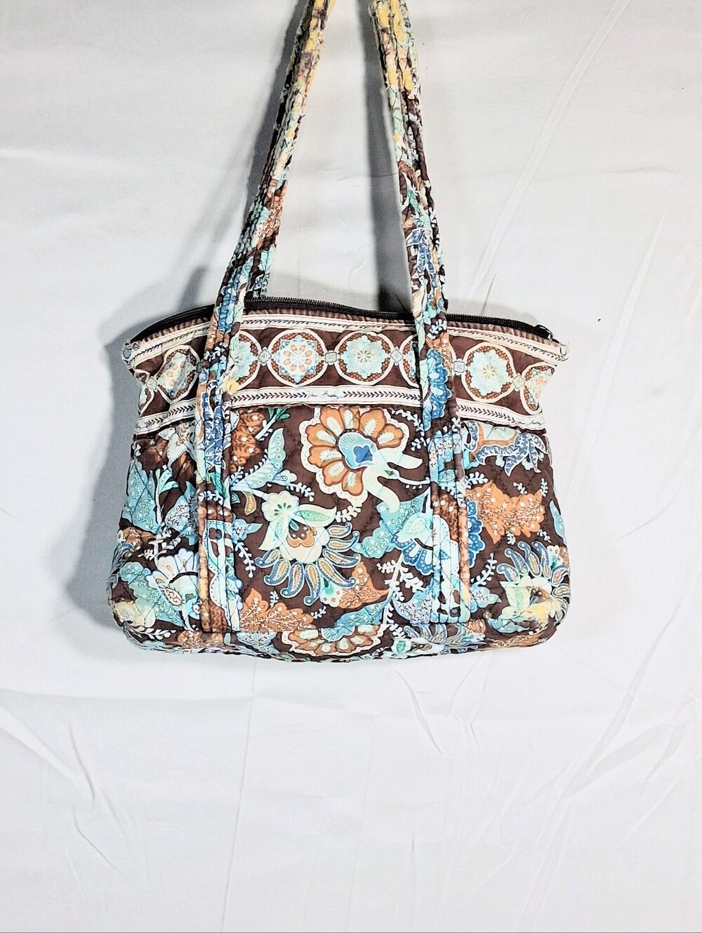 Vera Bradley Retired 2006 Java Blue Quilted Cotton Removable Bottom Lined Purse